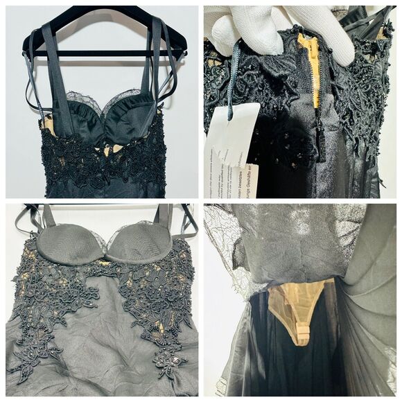 NWT $25K Versace Runway SS2023 Jenna Ortega Black Gothic Bride Dress IT 38 US 2 - Picture 8 of 11